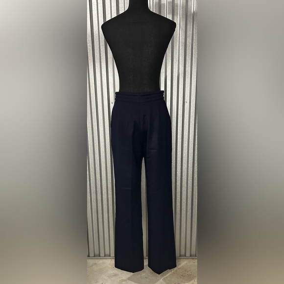 Women’s Vintage Escada Blue Viscose Leather Designer Trousers Pants Size 40 - Picture 2 of 4